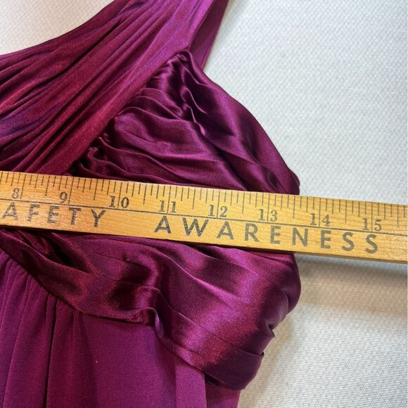 Davids Bridal Womens One-Shoulder Evening Bridesmaid Gown XS Plum Wedding Formal - Picture 5 of 9